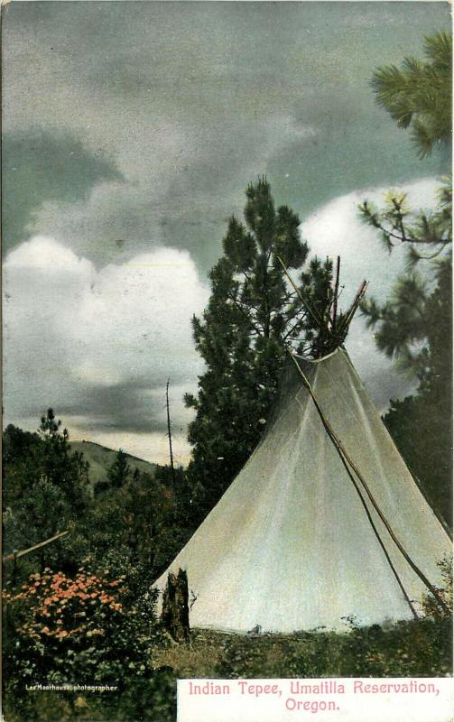 Postcard Native American Indian Teepee Umatilla Reservation Oregon