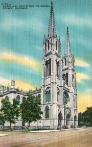 Vintage Postcard 1930's Immaculate Conception Cathedral Denver Colorado CO