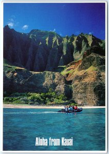 1970s Kauai, HI Na Pali Coast Majestic Cliffs Beach Boat Tour 4x6 Chrome PC M16