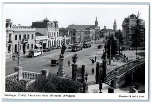 c1950's Road Scene Bernardo O'Higgins Santiago Chile Curphey & Jofre Postcard