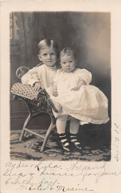 G24/ Milford Michigan RPPC Postcard 1909 Cute Children Chair