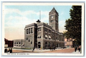 1921 Post Office Building Clock Tower Horse Carriage Wilmington Delaware Postcar