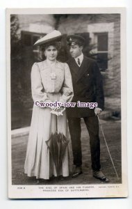 r1606 - Spanish Royalty - King Alfonso XIII & Fiancee Princess Ena - postcard