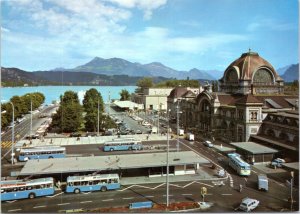 Postcard Switzerland Luzern - Station Place with Righi