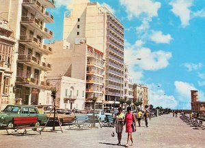 Malta Spain Italy Promenade Preluna Eden Rock Hotels Vintage Postcard
