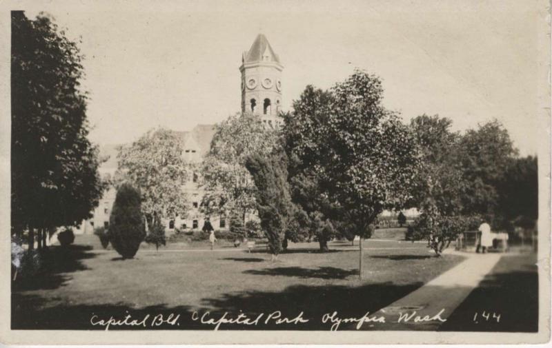 Capital Park & Building Olympia Washington WA J. Boyd Ellis RPPC Postcard E9