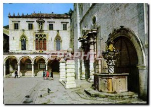 Postcard Modern Dubrovnik Sponza Palace and the small Onofrio Fountain