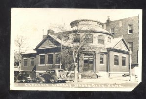 RPPC DODGE CITY KANSAS CARNEGIE LIBRARY OLD CARS VINTAGE REAL PHOTO POSTCARD