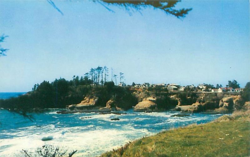Oregon Coast Depoe Bay Arch Rock & Sandy Cove 1959 Chrome Postcard Unused