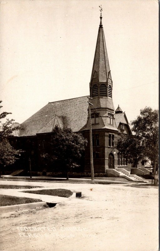 Real Photo Postcard Federated Church in Fergus Falls, Minnesota~137919