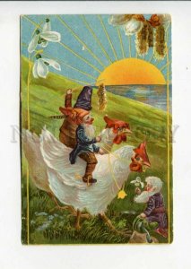 3160620 EASTER Dwarf GNOME on Rooster SNOWDROP Sun Vintage PC