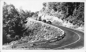 Manchester TN Climbing Cumberland Hwy 41 Truck w/ Tractor Real Photo Postcard