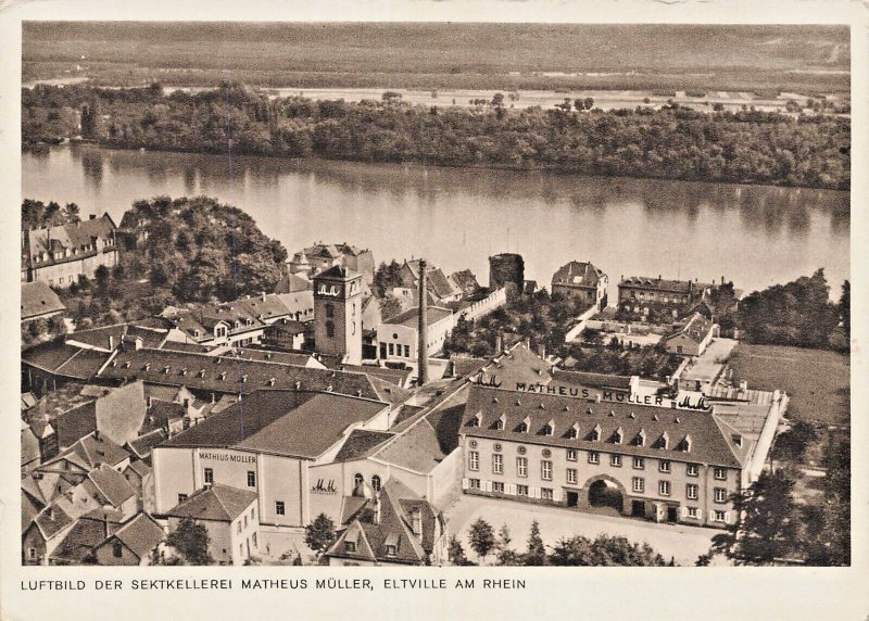 AERIAL VIEW-MATHEUS MÜLLER SPARKLING WINERY-ELTVILLE AM RHEIN GERMANY POSTCARD