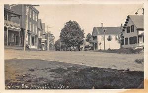 Kingfield ME Main Street View Post Office Store Fronts in 1912 RPPC Postcard
