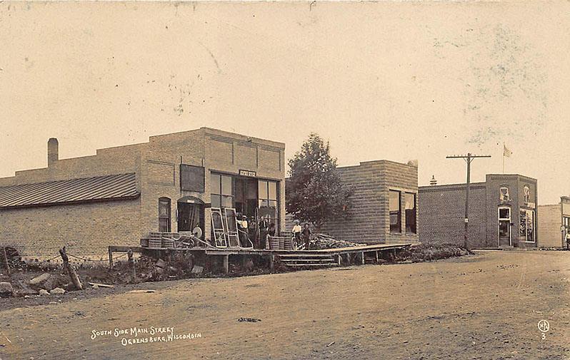 Ogdensburg WI Post Office Storefronts 1910 Real Photo Postcard