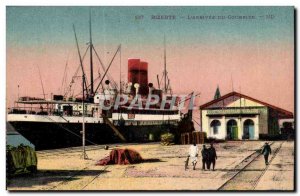 Tunisia Tunisia Bizerte Old Postcard L & # 39arrivee mail (boat boat ship)