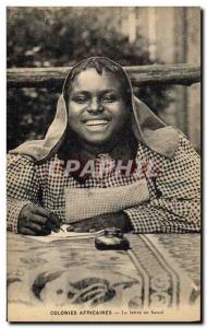 Old Postcard Negro Black Female African Colonies The letter to fiance