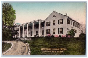 Lewisburg West Virginia Postcard General Lewis Hotel Field c1940 Vintage Antique