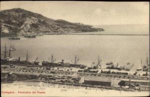 Cartagena - Port Puerto Panorama c1905 Postcard