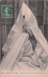 Maroc Beauty Glamour Marasque Voilee Arab Old Postcard