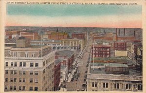 Postcard Main Street Looking North First National Bank Bridgeport CT