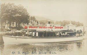 US Mail Steamer, Uncle Sam, RPPC, Lake Winnipesaukee, New Hampshire, Photo