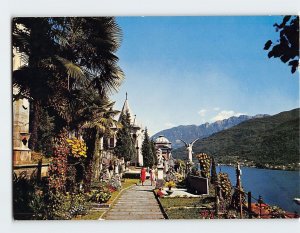 Postcard Cemetery graves, Lago di Lugano, Morcote, Switzerland