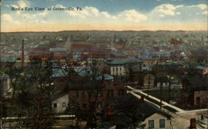 Greenville PA Birdseye View c1910 Postcard
