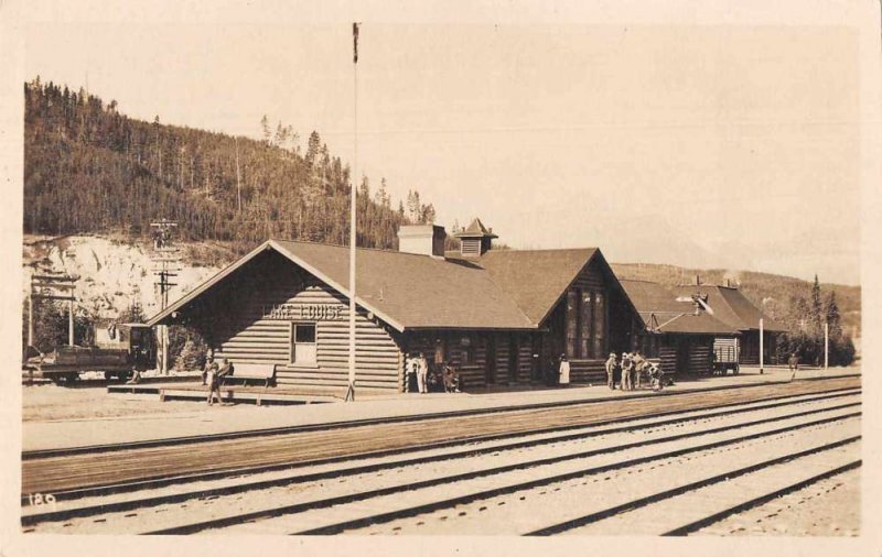 Lake Louis Alberta Canada Train Station Depot Real Photo Postcard JI657875