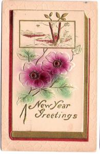 New Year Greetings - Embossed - Unused