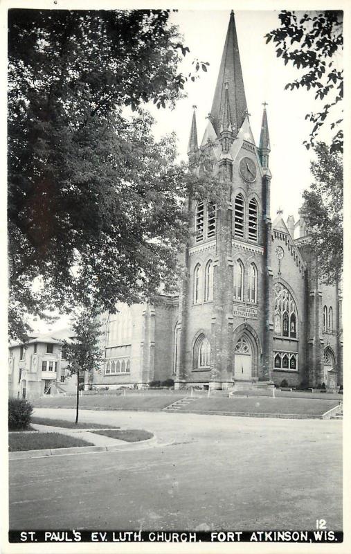 Fort Atkinson Wisconsin~St Paul's Evangelical Lutheran Church~Slide~1940s RPPC