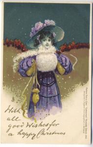 Raphael Tuck Early Unsigned Christmas Beautiful Woman Postcard