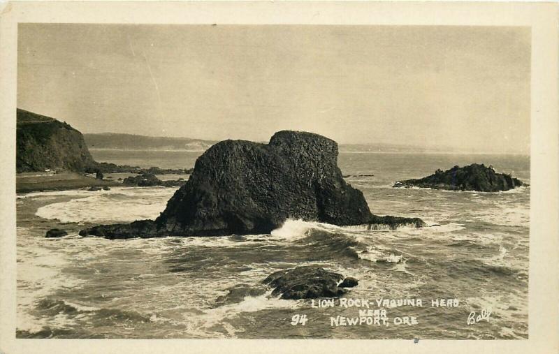 United States real photo postcard Lion Rock Yaquina Head near Newport Oregon