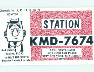 Pre-1980 RADIO CARD - CB HAM OR QSL West New York New Jersey NJ AH0800