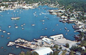 VINTAGE POSTCARD BOOTHBAY HARBOR REGION MAINE WITH MULTIPLE BOATS ANCHORED