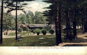 Railroad Station, Sacandaga Park, NY, USA Railroad Train Depot Postal Used Un...