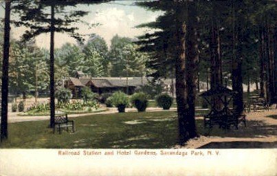 Railroad Station, Sacandaga Park, NY, USA Railroad Train Depot Postal Used Un...