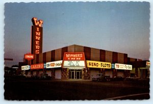 WINNEMUCCA, NV ~ Joe Mackie's WINNERS INN CASINO Neon Sign 4x6 Postcard c1970s