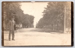 Union City~Libbie's Husband John~Top Hat & Short Tie~Trolley Trax Cross St RPPC