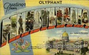 Olyphant, Pennsylvania, USA Large Letter Towns 1948 crease top right corner, ...