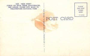 Vintage Postcard Mae West Curve on Rock Creek Red Lodge Cooke City Road Wyoming 