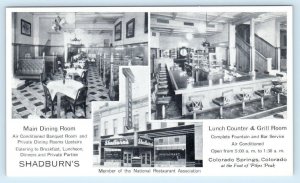 COLORADO SPRINGS, CO ~ Roadside SHADBURN'S RESTAURANT Interiors c1940s Postcard