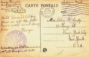 1918, AEF: Post Card With RENNES canx, Censored, See Remark (M637)