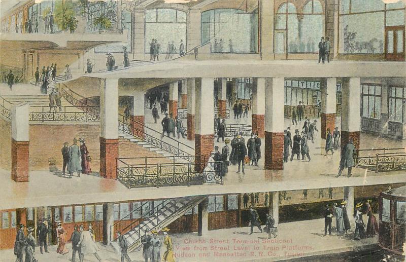 Train Station postcard New York City NY, Church Street Terminal interior 1910