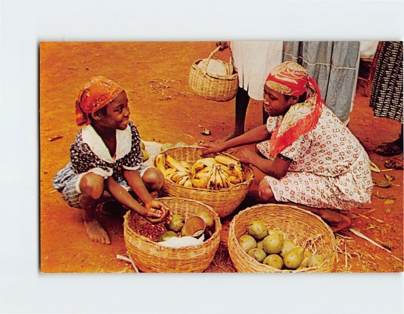 Postcard Ti-Sor buying red beans, Furcy, Haiti