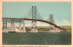 Vintage Postcard 1920's Island Of Orleans Bridge Near Quebec Canada