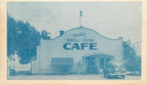 Postcard 1940s Texas Port Lavaca Montier Shell Fish Cafe autos Southern 22-12816