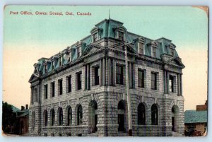 Ontario Canada Postcard Post View of Office Owen Sound 1913 Antique Posted