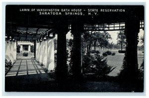 1930 Lawn of Washington Bath House, Saratoga Springs New York NY Postcard 