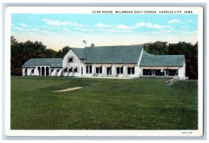 Charles City Iowa Postcard Club House Wildwood Golf Course Exterior 1940 Vintage